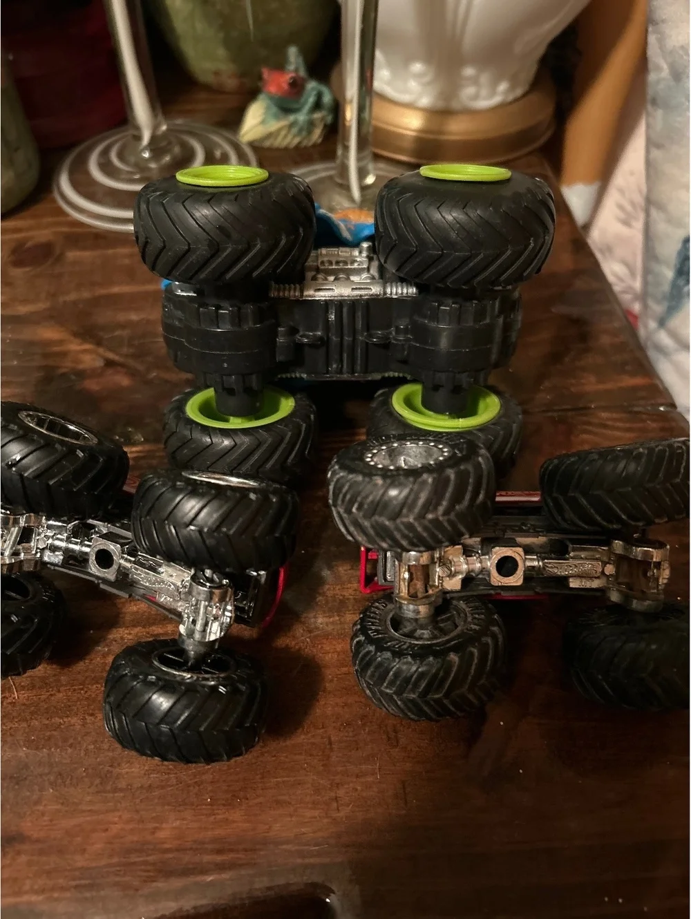 Hot Wheels Monster and blue dinosaur